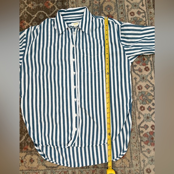 Anthropologie Maeve Blue and White Striped Button Down Shirt - Picture 6 of 6